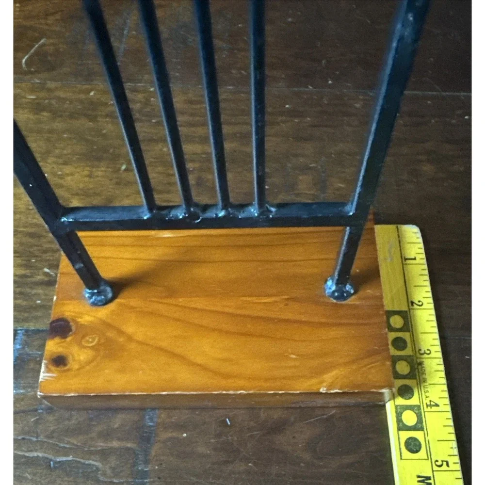 Pier 1 Pillar Candle Holder Stand Iron‎ & Wood Arts & Crafts Style 9